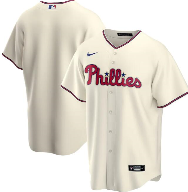 Men's Philadelphia Phillies Cream White Base Stitched Jersey